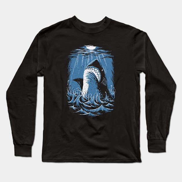 Ruler of the Depths, Shark Long Sleeve T-Shirt by InspiraPrints